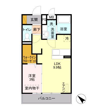 VILLA ETUDE COURT(1LDK/3階)の間取り写真