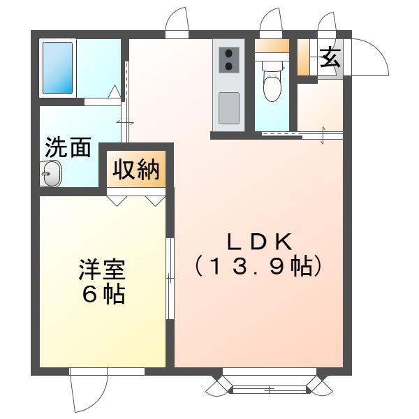 CASA SOLEIL(1LDK/1階)の間取り写真