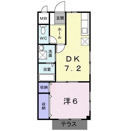 ペネトラーレK(1DK/1階)の間取り写真