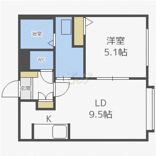 平岸アペリオ(1LDK/4階)の間取り写真