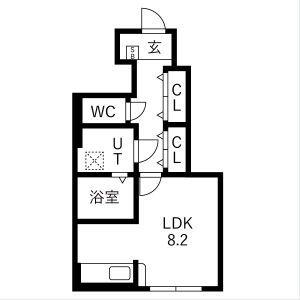 アクアフィオーレ江南(1K/1階)の間取り写真