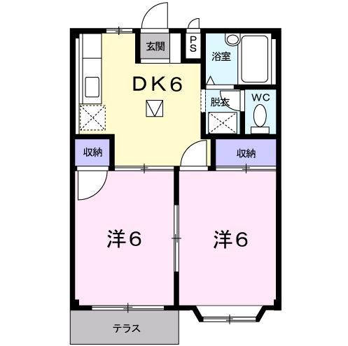 グリーンハイツ雅A(2DK/1階)の間取り写真