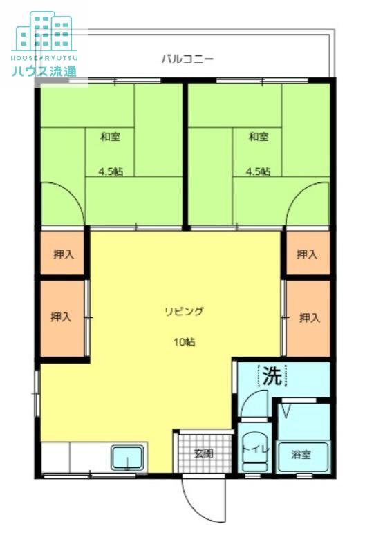 高田アパート(2LDK/2階)の間取り写真