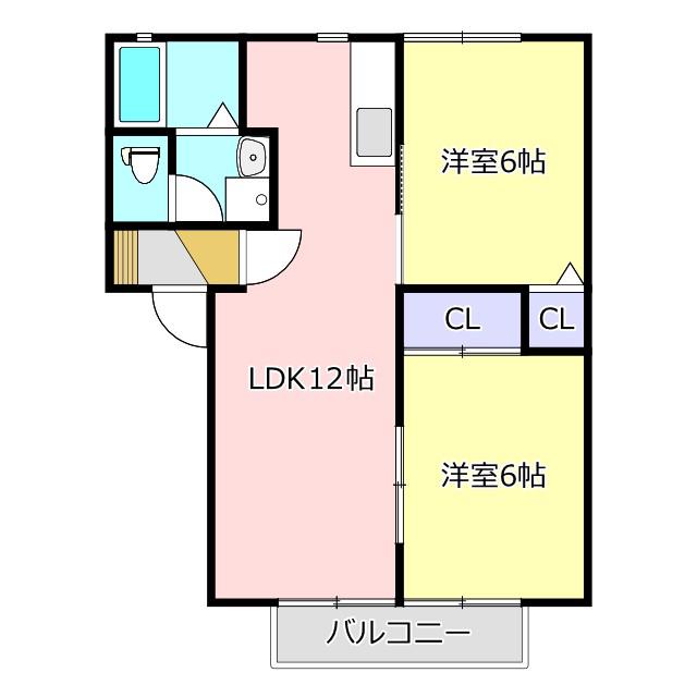 ディアスK(2LDK/1階)の間取り写真