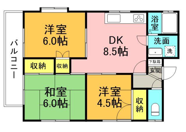 メゾン隅田(3DK/2階)の間取り写真