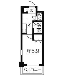 びいⅠ千種(1K/7階)の間取り写真