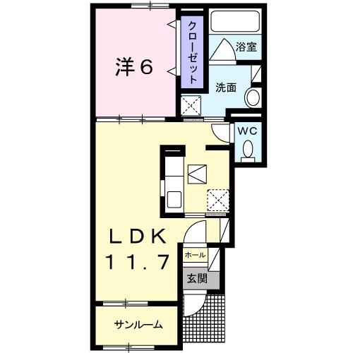 トレディア(1LDK/1階)の間取り写真