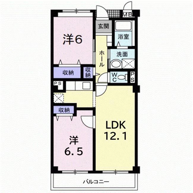 アビタシオンII(2LDK/3階)の間取り写真