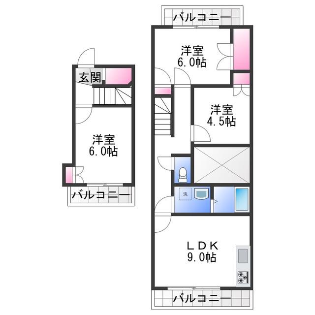 プレアール初芝(3LDK/2階)の間取り写真