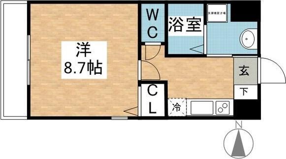 丹下キアーロ(1K/6階)の間取り写真