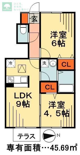 レルミタージュ(2DK/1階)の間取り写真