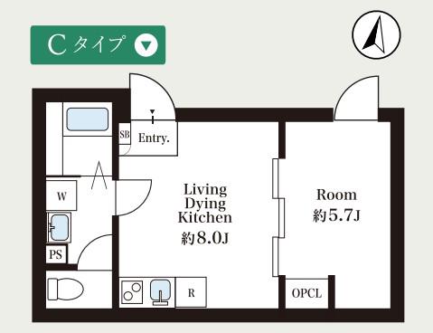 池上7丁目アパート(1LDK/1階)の間取り写真