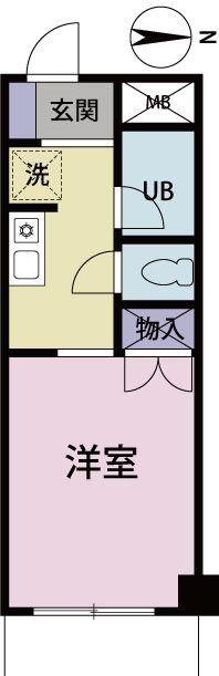 シャンブル南林間(1K/3階)の間取り写真