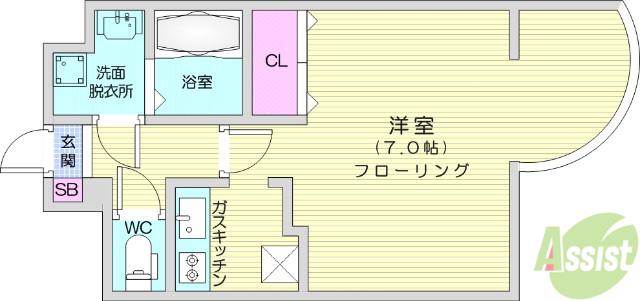ロイヤルヒルズ鹿野1(1K/2階)の間取り写真