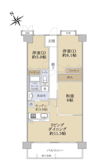 グレーシィ栗東ビステージ(3LDK/13階)の間取り写真