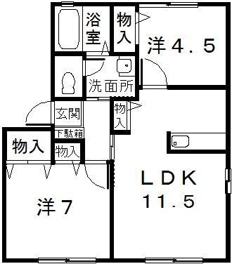 フォーレスニュー(2LDK/1階)の間取り写真