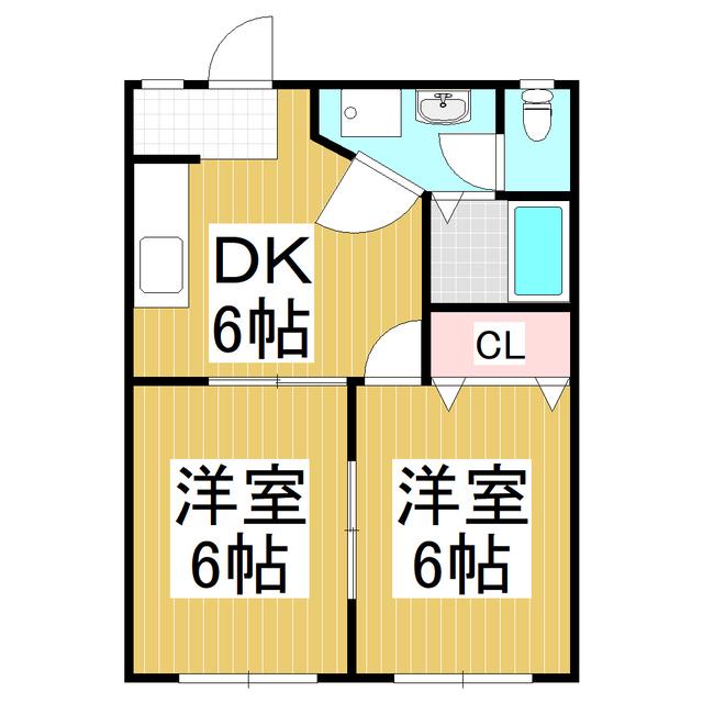 ハイツ常念C・D(2DK/1階)の間取り写真