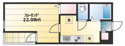 ドゥエル武蔵野(1K/4階)の間取り写真