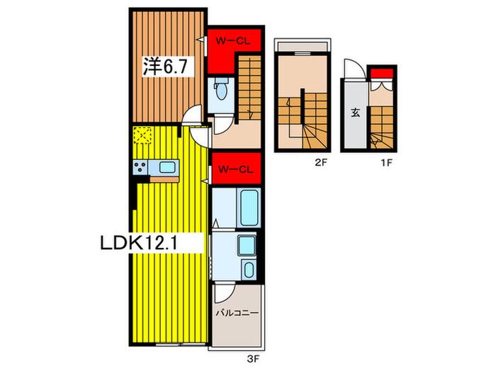 アビタシオンII(1LDK/3階)の間取り写真