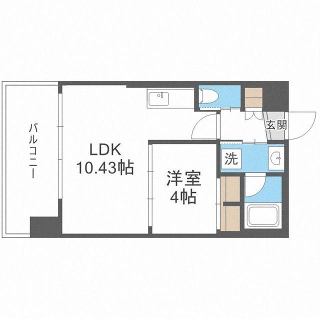 プレジオ都島北通(1LDK/8階)の間取り写真