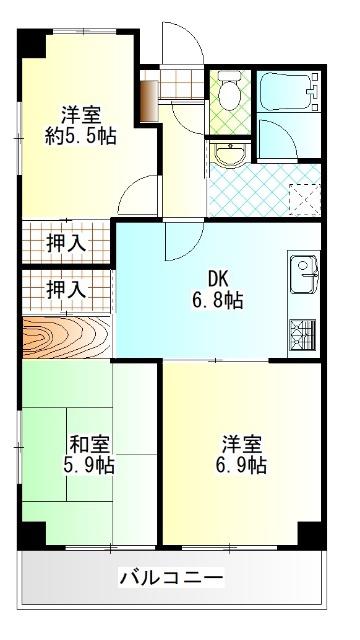 中村レジデンス(3DK/2階)の間取り写真