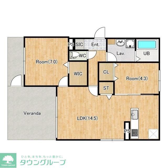 リュクスブルー蒲生(2LDK/3階)の間取り写真
