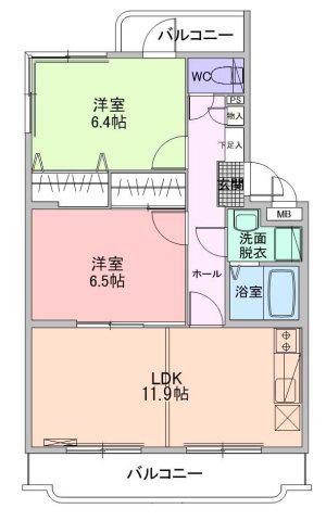 アクティブ(2LDK/1階)の間取り写真
