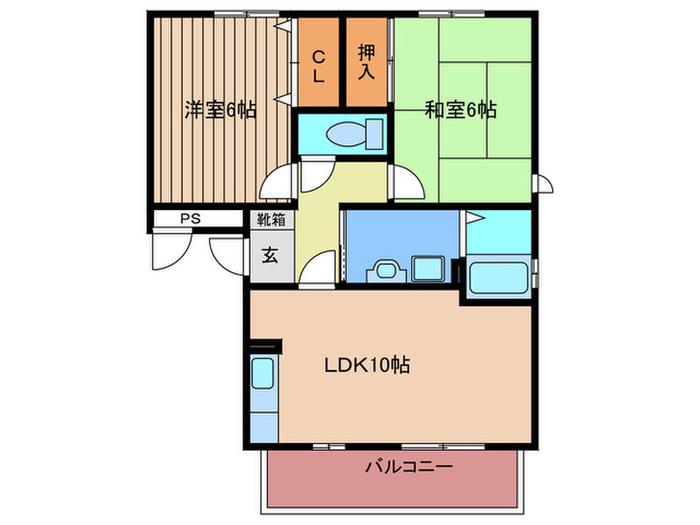 エスポアール18 B棟(2LDK/2階)の間取り写真