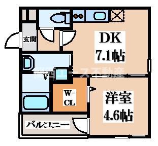 フジパレス近鉄長瀬(1DK/2階)の間取り写真