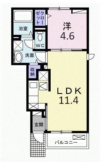 プルミエール 春 II(1LDK/1階)の間取り写真