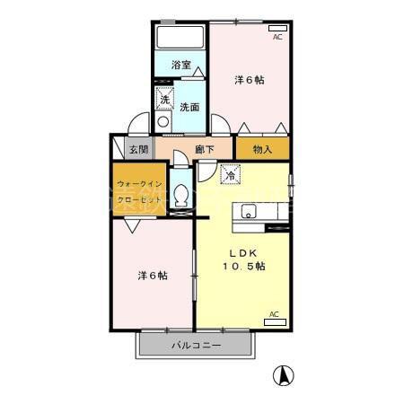 VILLALOUNIE(2LDK/2階)の間取り写真