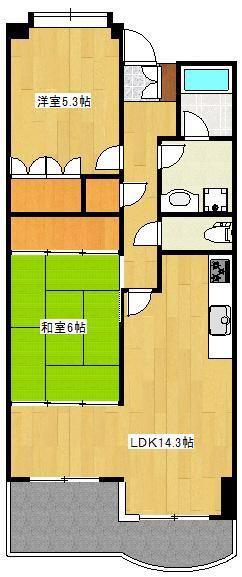 UCレジデンス小沢町(2LDK/4階)の間取り写真