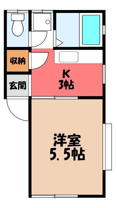 リブレス熊谷伊勢(1K/2階)の間取り写真