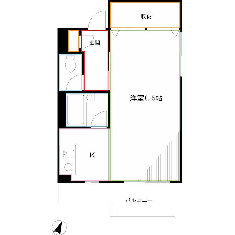 地蔵前マンション(ワンルーム/3階)の間取り写真