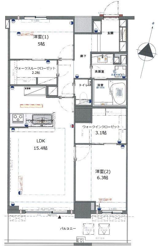 THE KOSUGI TOWER(2LDK/45階)の間取り写真
