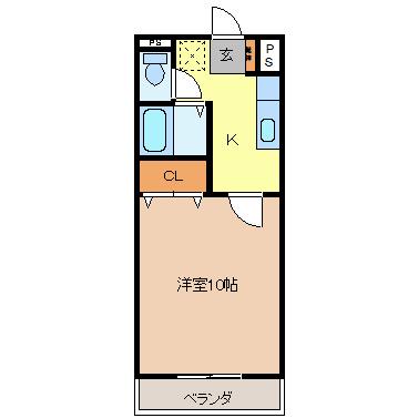 コスモ22(1K/2階)の間取り写真