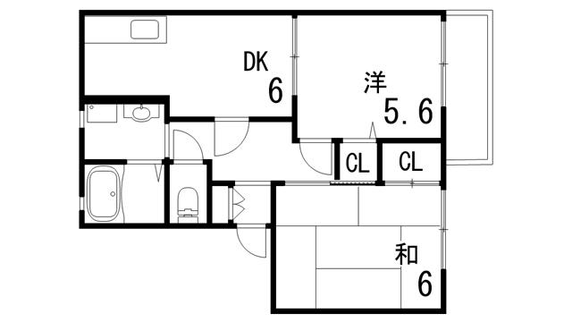 ディアス魚崎(2DK/2階)の間取り写真