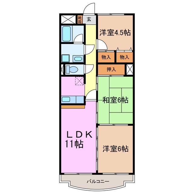 TRENDY IMA I(3LDK/3階)の間取り写真