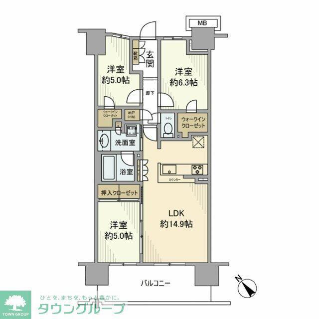 オハナ八王子オークコート(3LDK/11階)の間取り写真