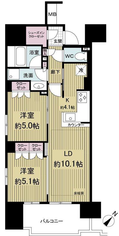 フラージュ押上(2LDK/11階)の間取り写真