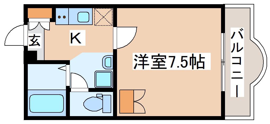 サンローゼ(1K/3階)の間取り写真