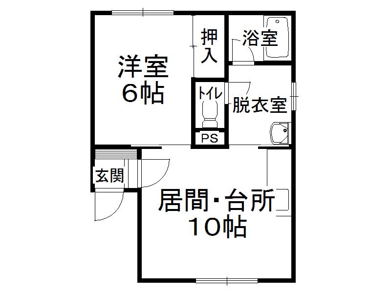 田中ハイツB棟(1LDK/2階)の間取り写真