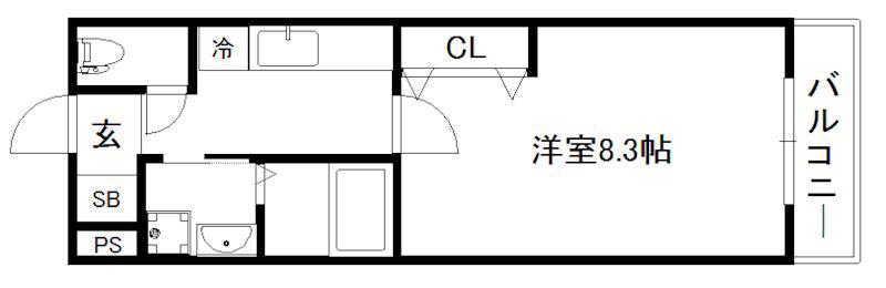 ユイマールI(1K/2階)の間取り写真