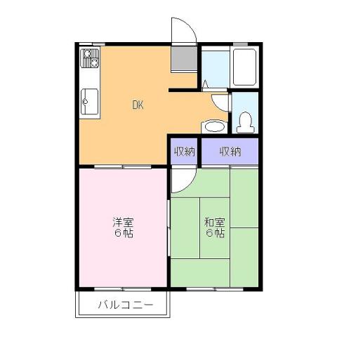 メゾンルミエールB(2DK/2階)の間取り写真