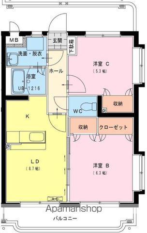ピュアハイツ杜(2DK/1階)の間取り写真