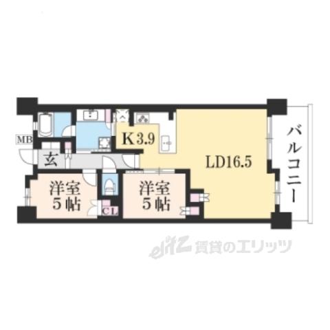 JR山陰本線 嵯峨嵐山駅 徒歩3分 5階建 築9年(2LDK/4階)の間取り写真