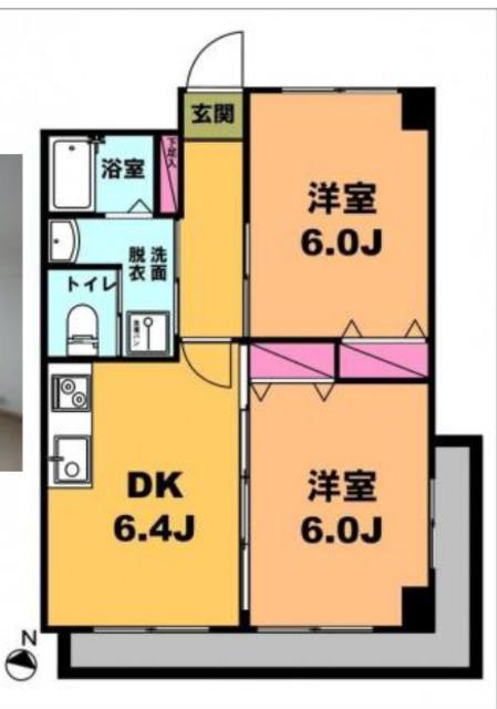 Tマンション32(2DK/2階)の間取り写真
