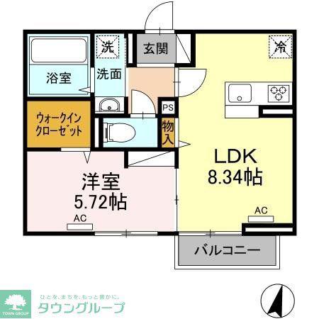 レイロック(1LDK/2階)の間取り写真