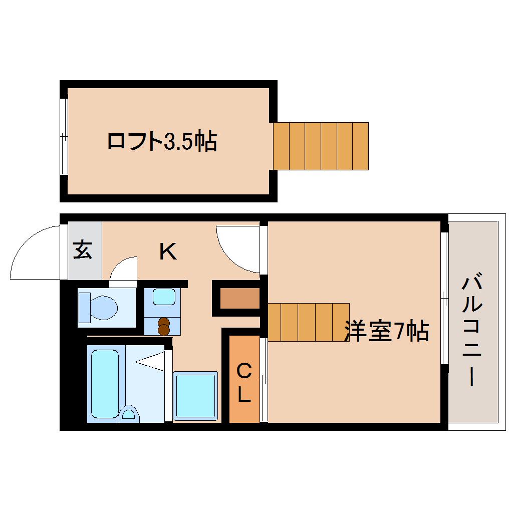レオパレスGROW(1K/3階)の間取り写真