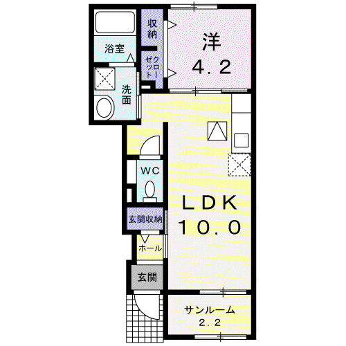 ポライトリーB(1LDK/1階)の間取り写真